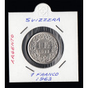 1963 - SVIZZERA 1 Franc  Argento Standing Helvetia Spl+